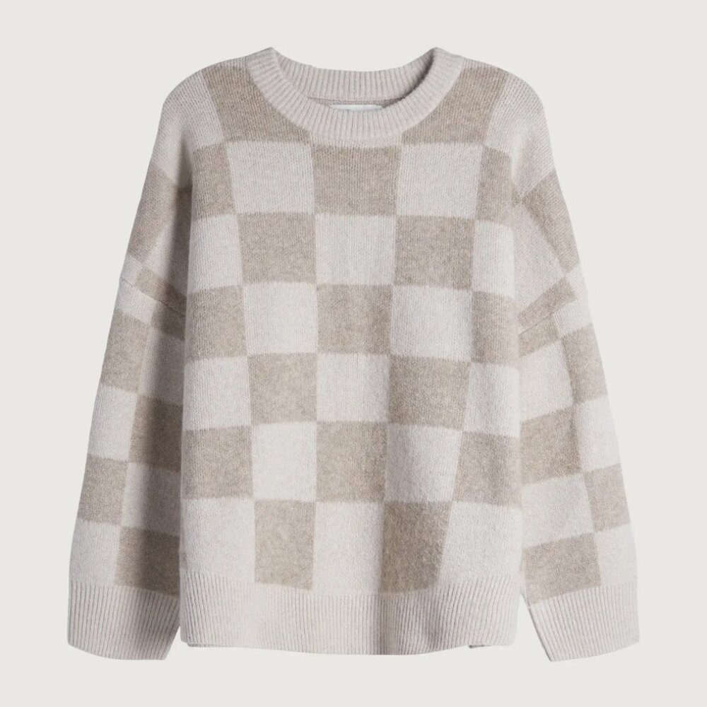 Oak Checkered Crew Neck Sweater